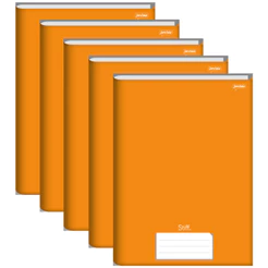 Caderno Brochura Universitário Laranja Capa Dura 96 Folhas Stiff - Pacote Com 5 Unidades