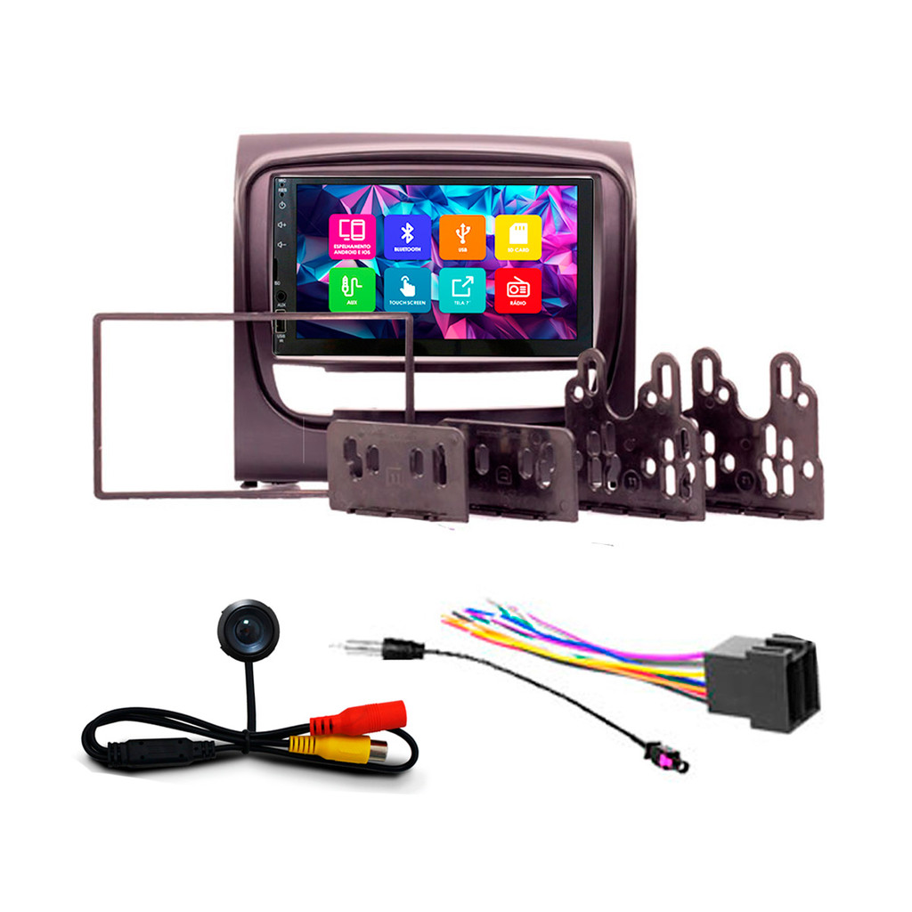 Kit Multimidia 7 Pol Idea 2015 2016 2017 2018 Espelhamento Android Ios 2 Din Preto Camera Ré