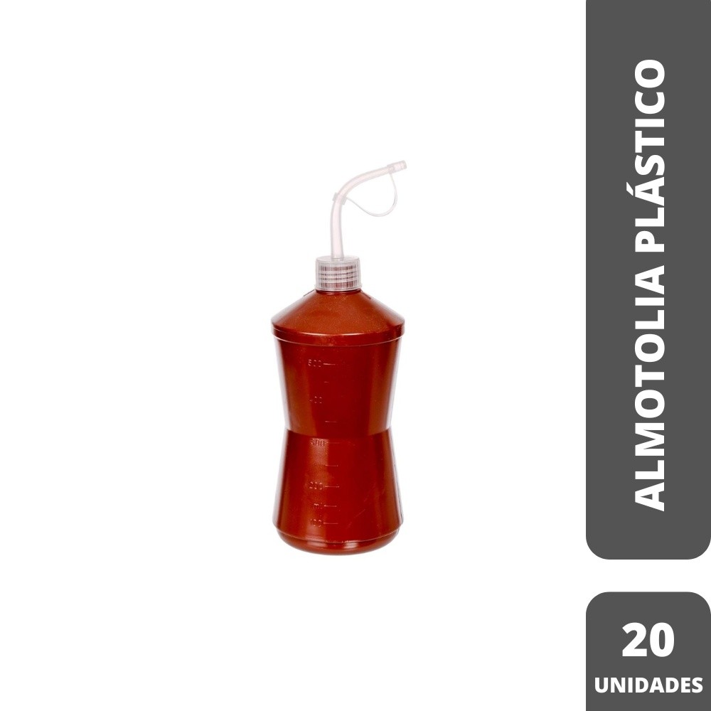 ALMOTOLIA PLÁSTICA 500 ML AMBAR BICO CURVO (C/20) - J.PROLAB