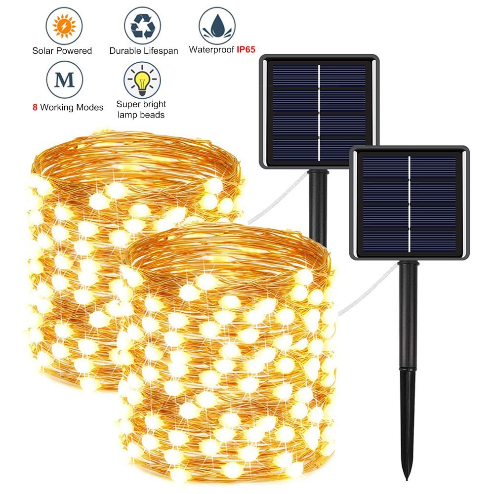 Cordão De Luz Solar Fio de Fada Para Decoração De Natal/Ano Novo 12m 100LED