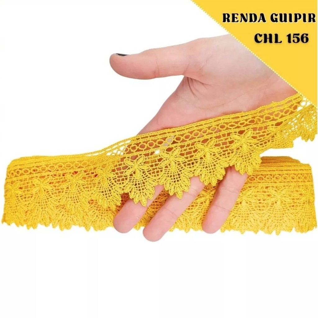 Renda Guipir CHL-156 5.0 Cm -  Rolo C/13.7 Metros Cor:Amarelo-Ouro