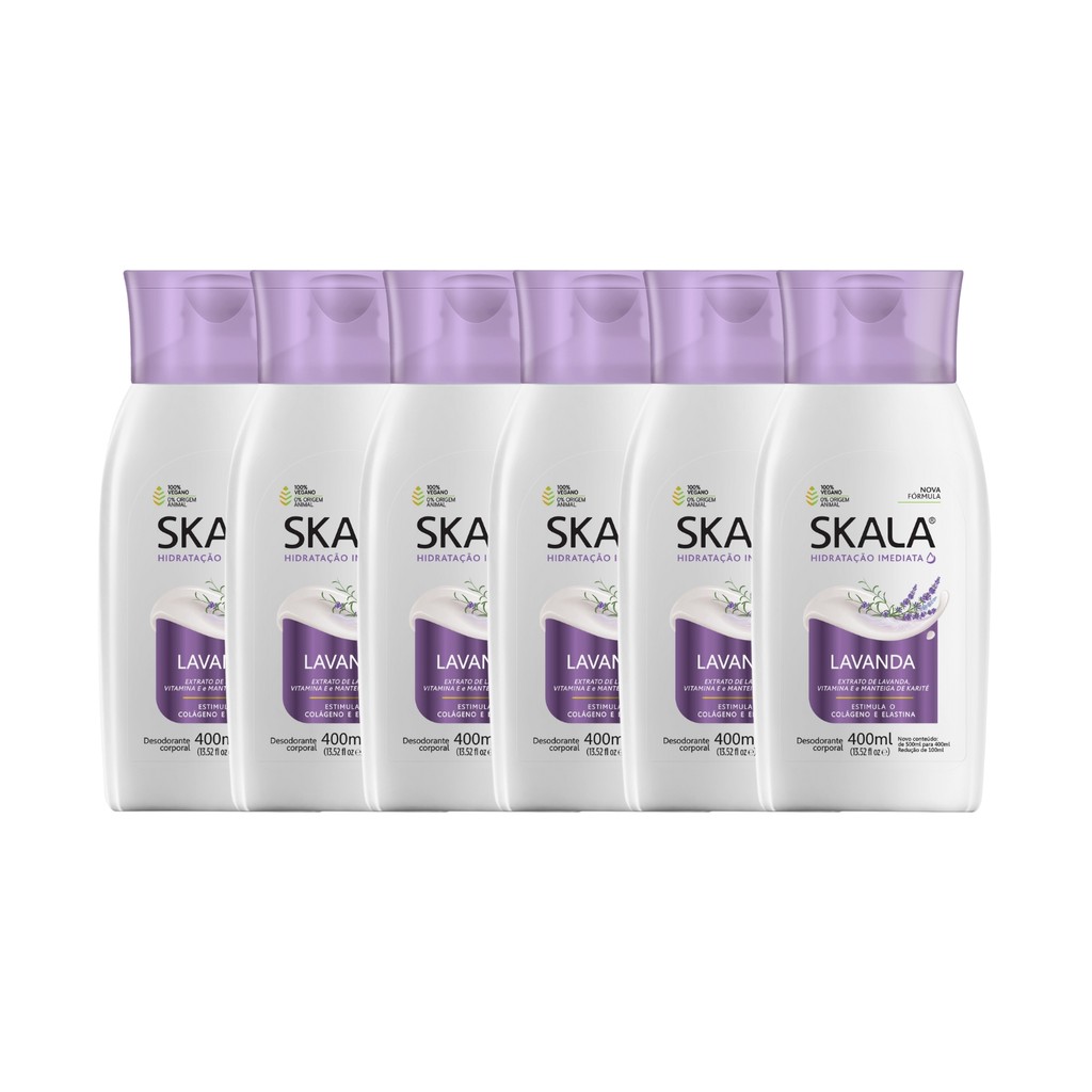 Kit 6 Loção Creme Hidratante Corporal Lavanda Vegano Skala em Oferta na Shopee