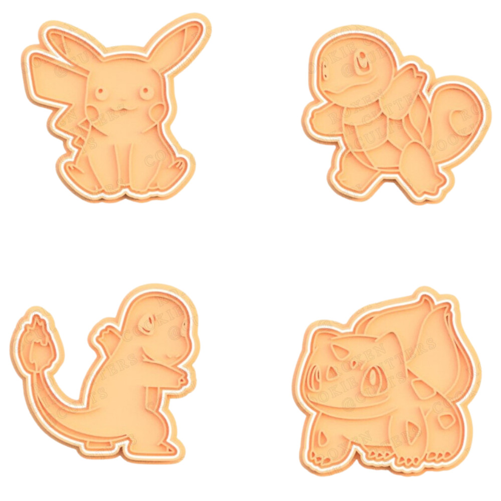 Cortador Biscoito Molde Forma POKEMON  Marcador Carimbo Pasta Americana Massa Impres
