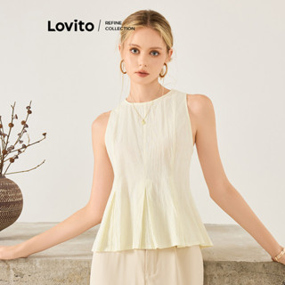 (Lovito Refine) Casual Simples Plissado Regata para Mulheres L104ED658 em Oferta na Shopee
