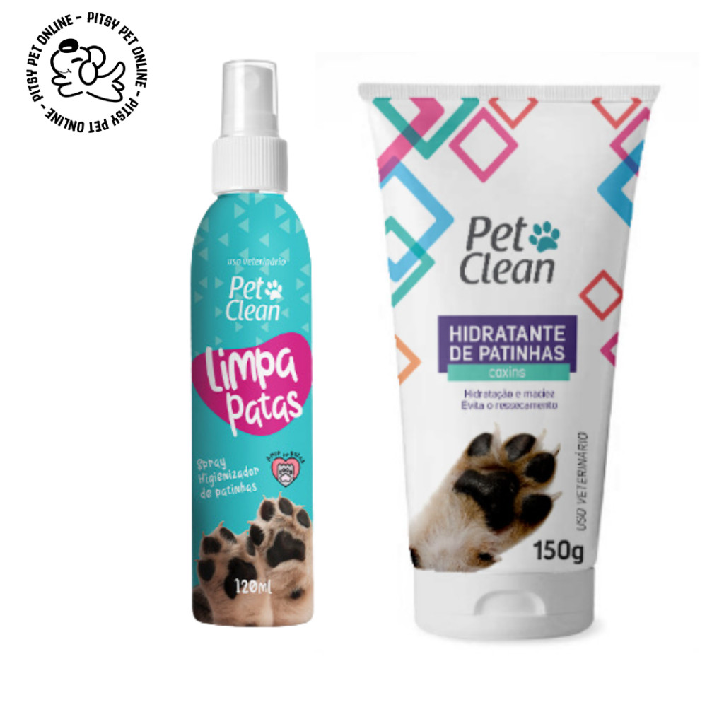 Kit Hidratante de patas para cachorro e gato + Limpa patas para cachorro e gato Pet Clean
