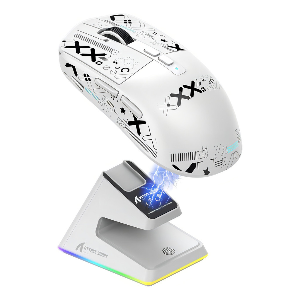 Mouse Gamer Sem Fio 2.4GHz Bluetooth Paw3395 Tri-Mode 26000 Dpi Branco X6