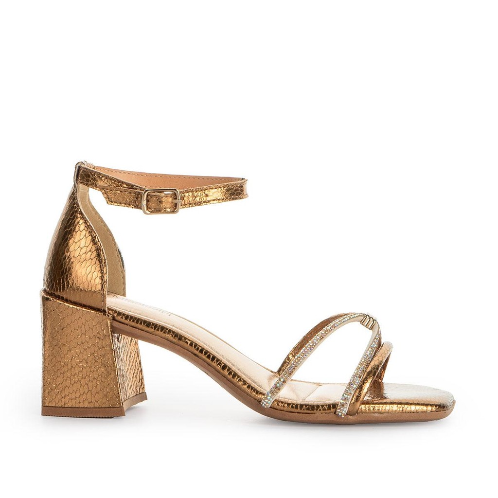 Sandália Mississipi de Salto Bloco Metalizada MC263 - Women Shoes