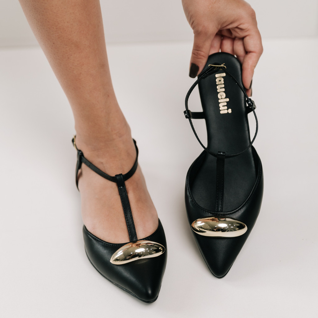 Sapatilha Feminina Salomé Bico Fino Preta Flat aberta Fivela e Amarração em Oferta na Shopee