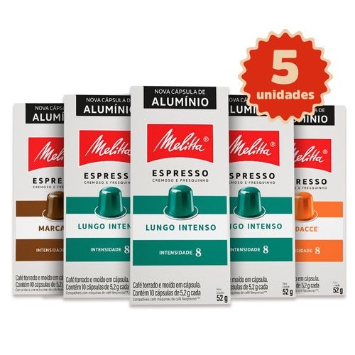 Kit 50 Cápsulas Melitta® - 30 Lungo Intenso, 10 Marcato® e 10 Audacce®