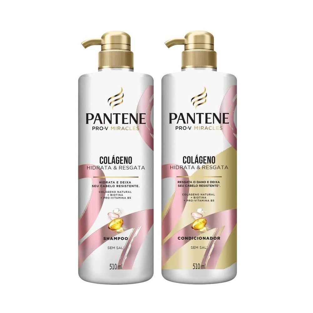 KIT PANTENE COLÁGENO HIDRATA E RESGATA SHAMPOO + CONDICIONADOR 510ML - Beauty
