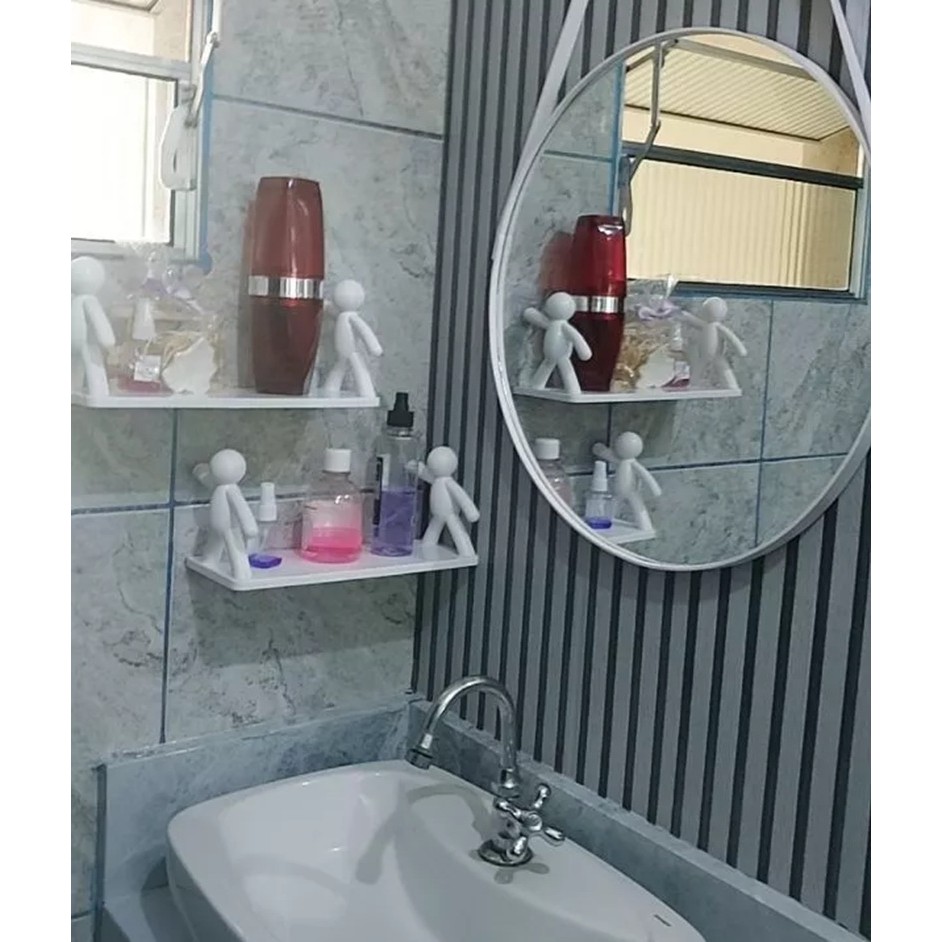 Prateleiras Grande de Boneco Multifuncional com Adesivo em Plástico Premium para Cozinha, Quarto, Área de Serviço