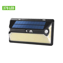 Luminária Solar Parede 378 Led Sensor Presença Com 3 Funções