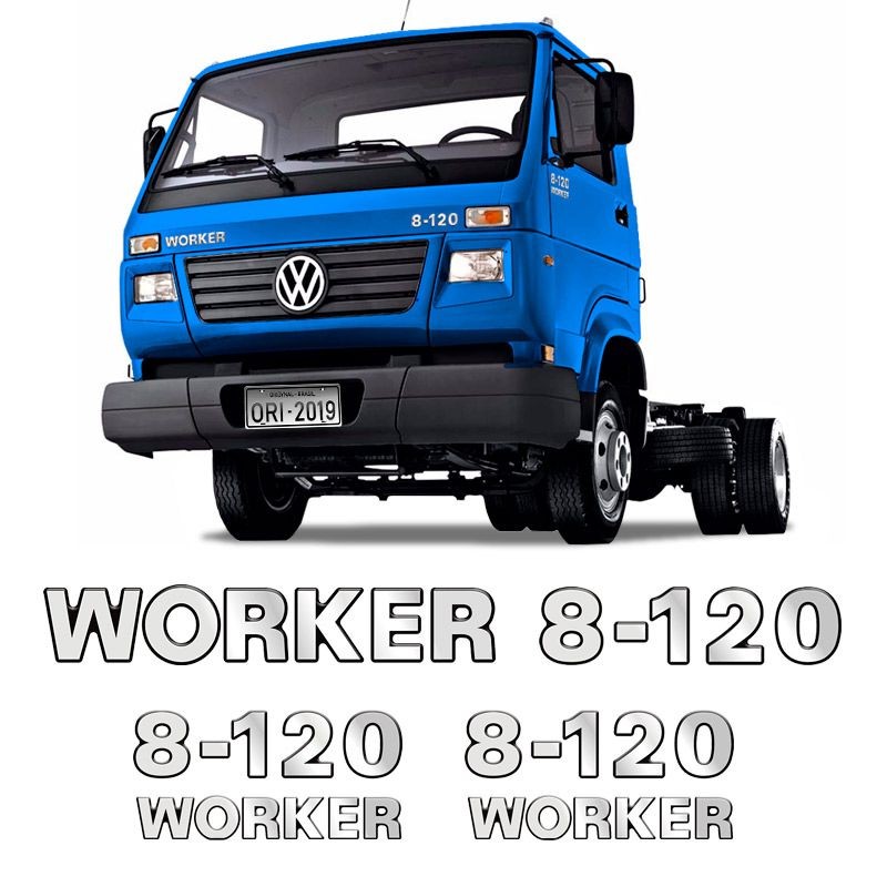 Emblemas 8-120 Worker Adesivo Volkswagen Caminhão Cromado em Oferta na Shopee