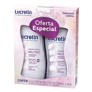 Kit Sabonete Líquido Íntimo Lucretin Neutro com 2 unidades de 200ml em Oferta na Shopee