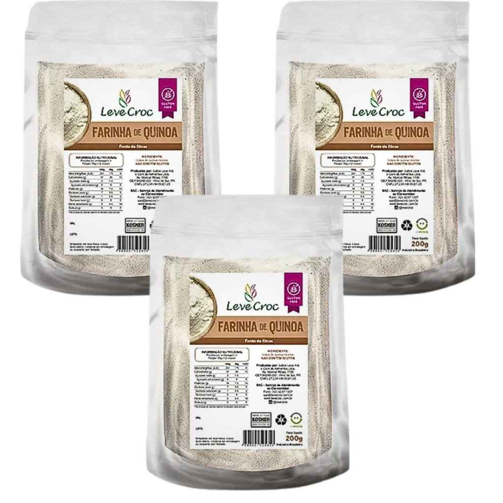Kit 3 Farinha De Quinoa Sem Glúten 200g  Leve Croc