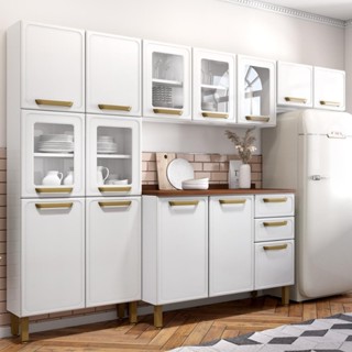 Cozinha Completa Aço c/ Portas Vidro Bella Bertolini em Oferta na Shopee