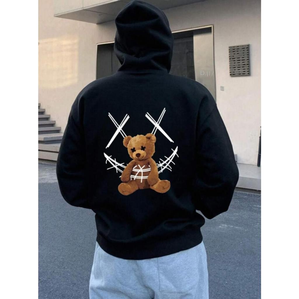 Moletom Canguru Urso Com Sorriso Unissex Masculino e Feminino Flanelado Com Capuz Blusa de Frio Promoção Lançamento