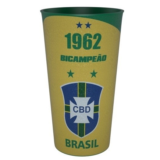 Copo Seleção Brasileira Oficial Bicampeão 1962- Plástico 550ml