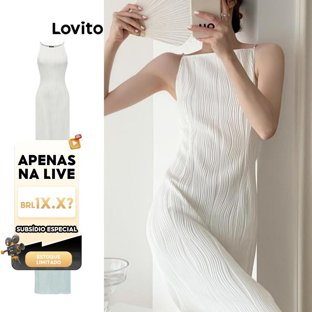 (LIVE STREAM SALE) Lovito Elegante Vestido Feminino Liso Plissado L86ED203 - Women Clothes