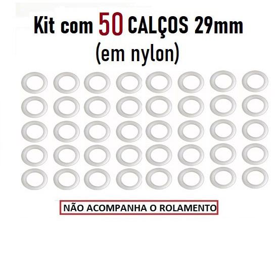 KIT com 50 CALÇOS 29mm para Rolamento 608