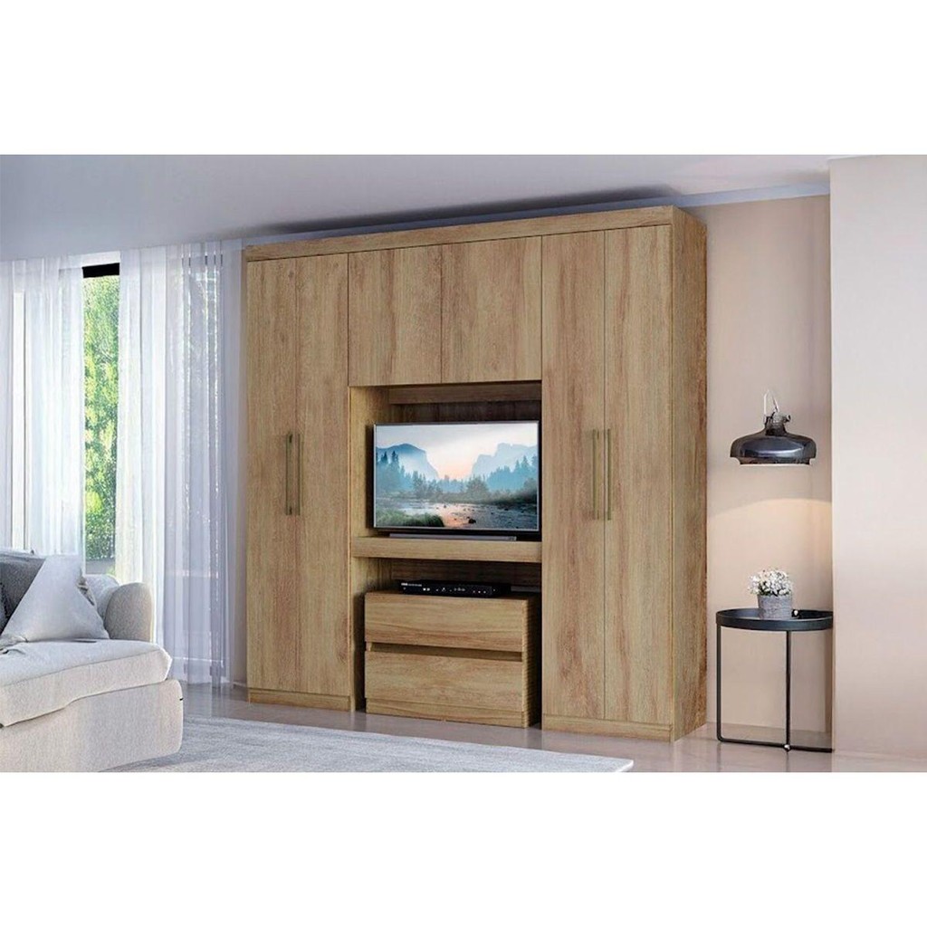 Guarda Roupa Casal 6 Portas e 2 Gavetas Porto 837 Noce - Carraro - Home & Living