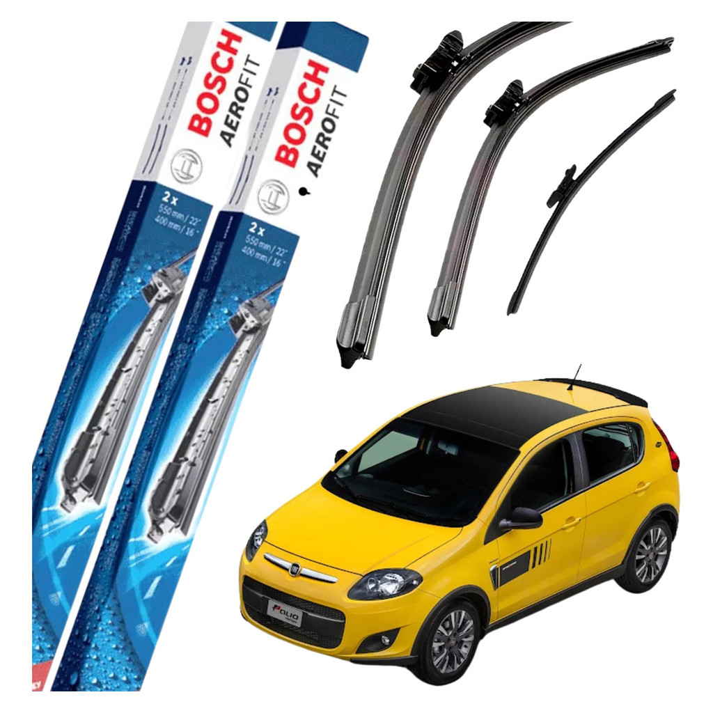 Jogo Palheta Original Bosch Aerofit Dianteira E Traseira Palio 2012 2013 2014 2015 2016 2017 2018