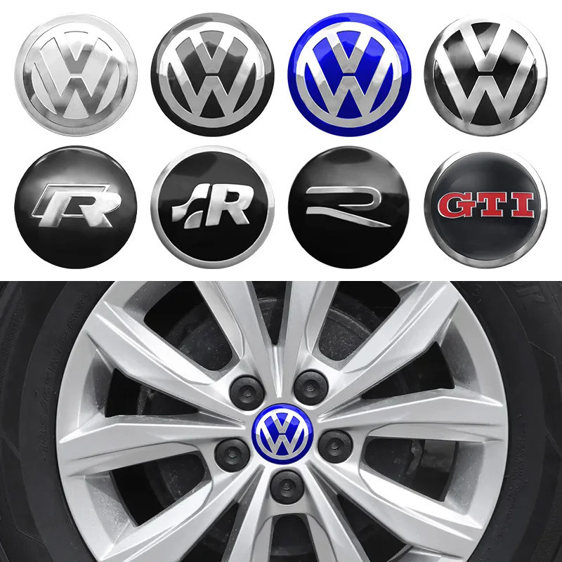 4 Pçs 56/60/65mm Tampa Do Centro Da Roda Carro Adesivos Cubo Acessórios Para Volkswagen VW R Golf Motion GTI Polo Touran