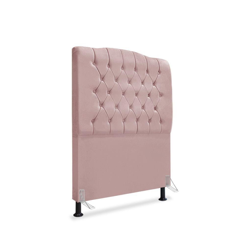 Cabeceira De Cama Box Solteiro 90 Cm Dunas - Veludo Rose - Home & Living
