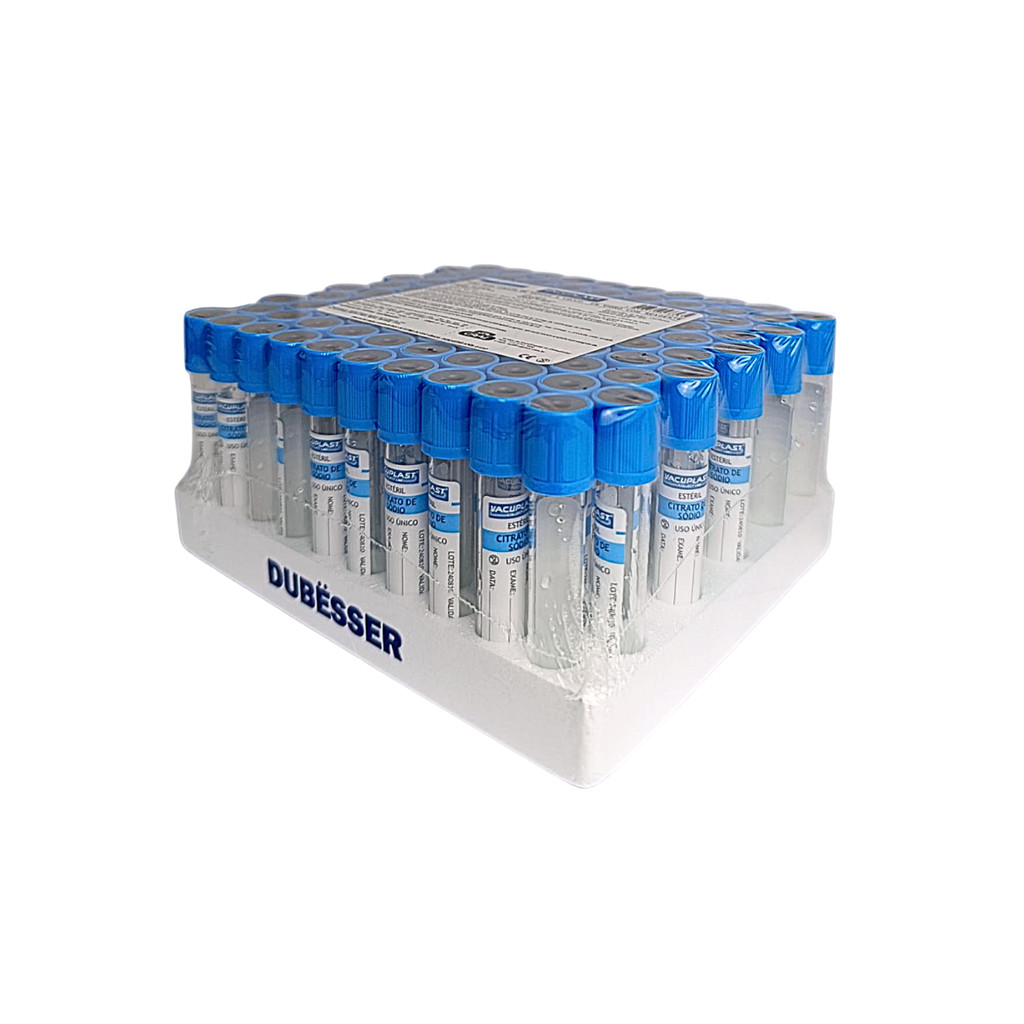TUBO PARA COLETA DE SANGUE A VACUO C/ CITRATO 4,0 ML 100un laboratório profissional análises clínicas pesquisa científic