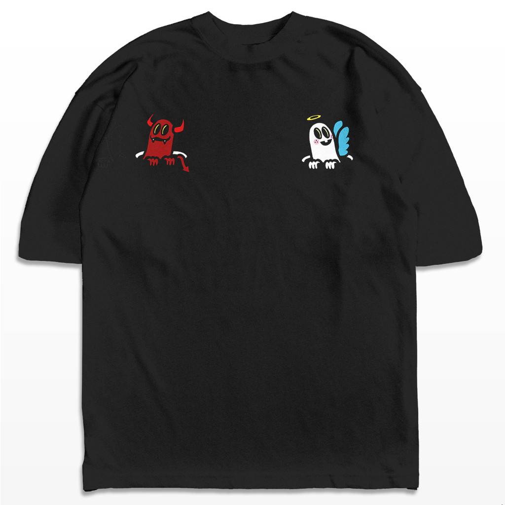 Camiseta Oversized Angel & Demon Streetwear Harajuku Aesthetic Camisa Unissex