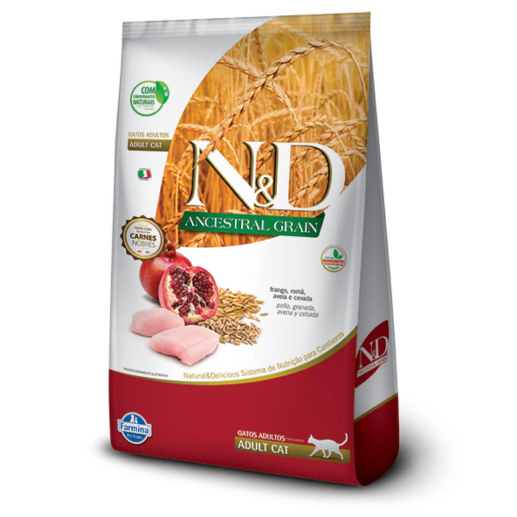 Ração N&D Ancestral Grain para gatos adultos frango e romã 400gr em Oferta na Shopee