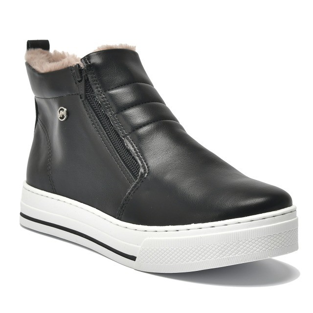 Tênis Via Marte Feminino Cano Alto Estilo Botinha Ziper Na Lateral Forrado Com Pelo Presente Namorados