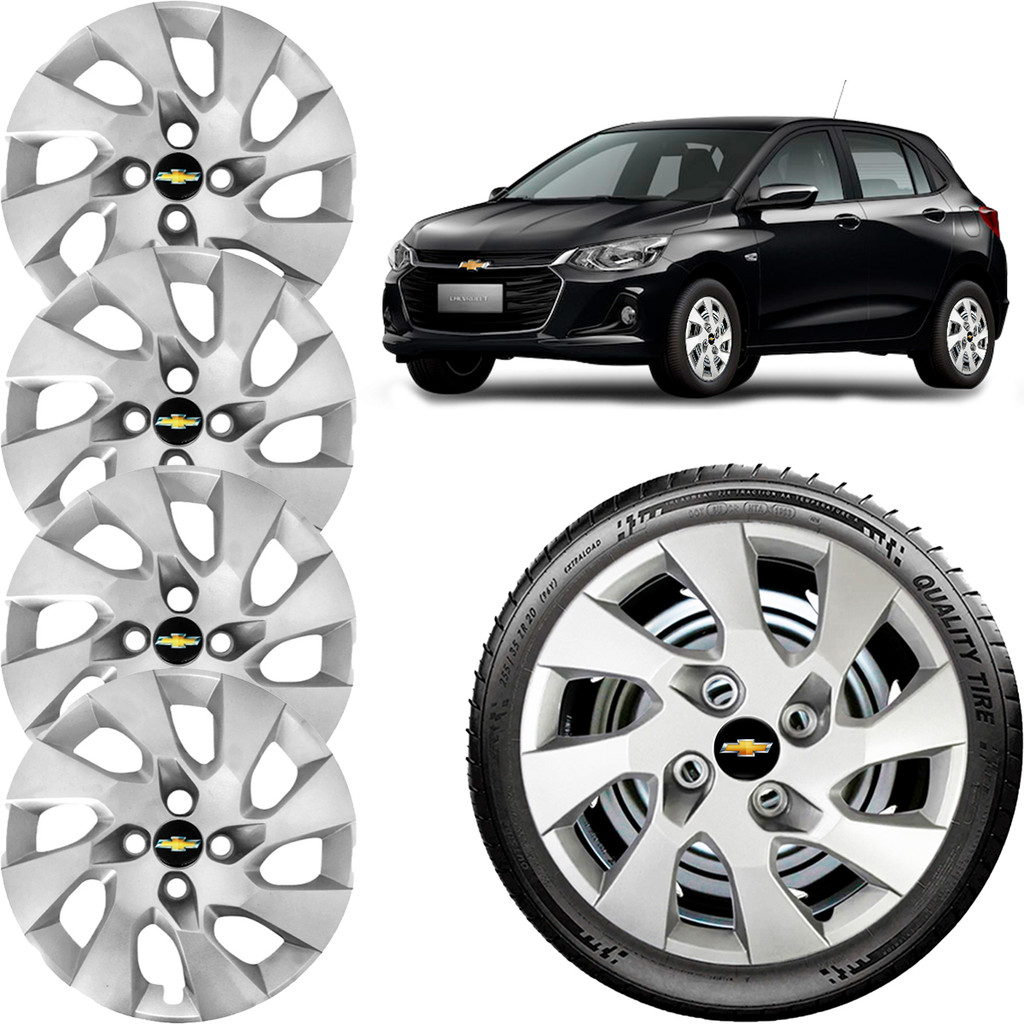Kit 4 Carlota Aro 14 Prata Gm Joy Onix Prisma Cobalt Corsa