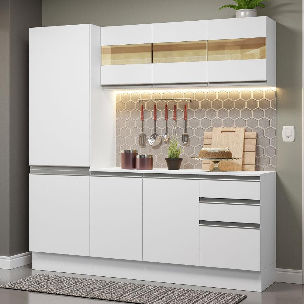 Armário de Cozinha Compacta 100% MDF 170 cm Smart Madesa 01 em Oferta na Shopee