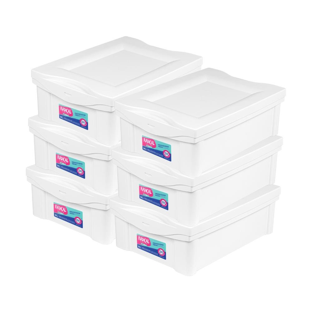 Kit 6 Caixas Organizadoras 13,5L Branca Radical Colors Ordene em Oferta na Shopee