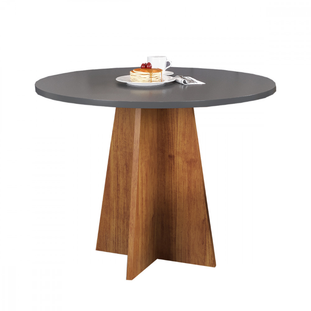 Mesa de Jantar Slin Redonda 90x90 Mel com Cinza Viero em Oferta na Shopee