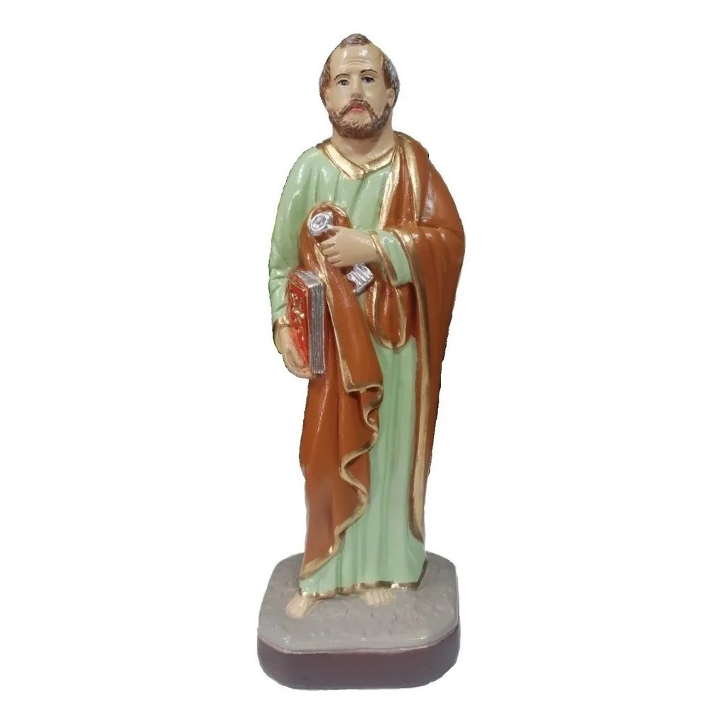 Imagem Sacra Religiosa em Gesso de SÃO PEDRO Padroeiro dos Papas para Decoração de Altar e Devoção