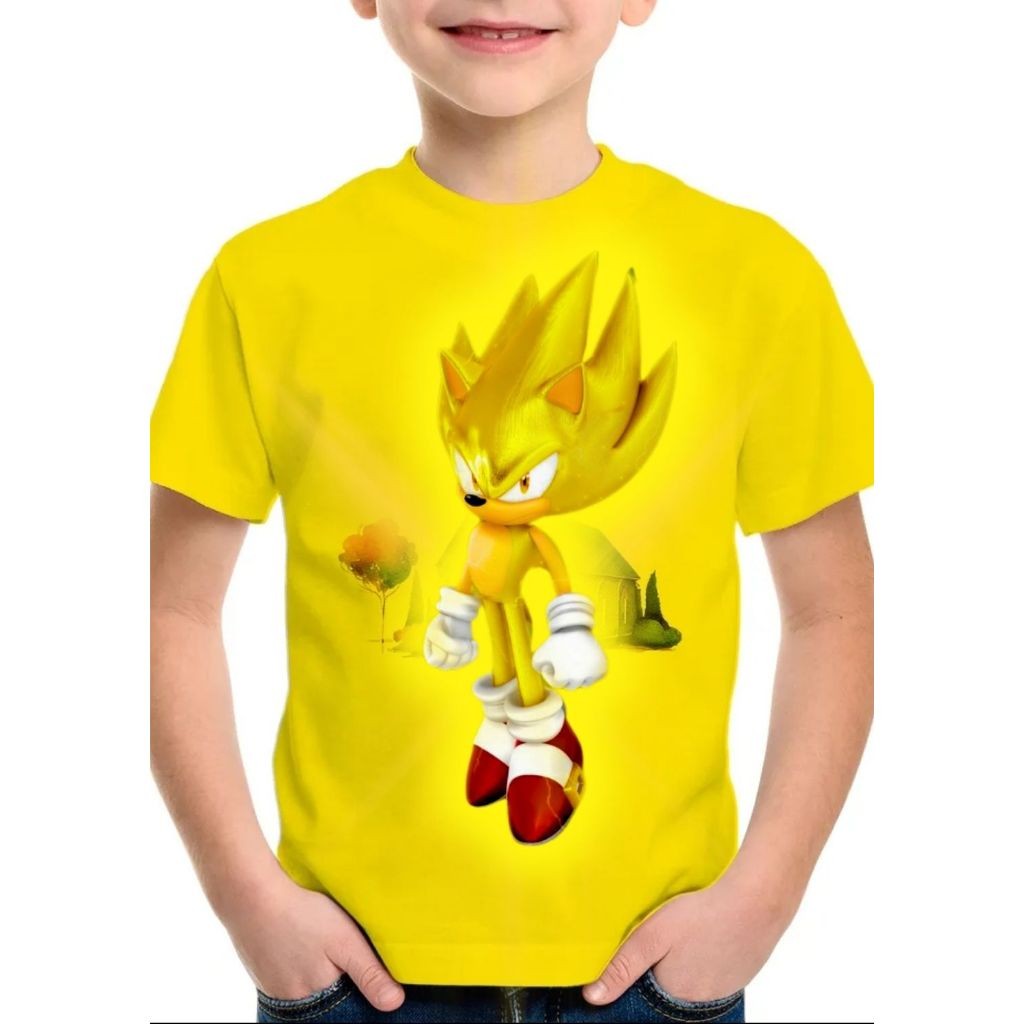 Camiseta camisa blusainfantil SONIC GOLD KNUCKLES SHADOW algodão