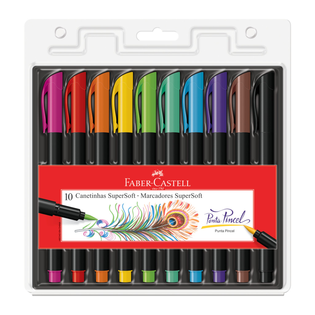 Canetinha Hidrográfica SuperSoft BrushPen 10 Cores - Faber-Castell