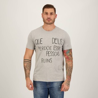 Camiseta Que Deus Perdoe Essas Pessoas Ruins Cinza em Oferta na Shopee