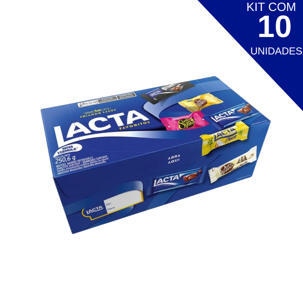 Kit Com 10 Caixas Bombom Favoritos Lacta 250,6g - Food & Beverages