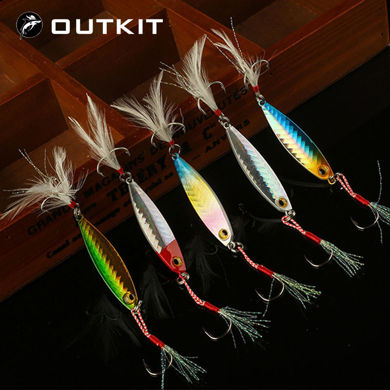 OUTKIT 7g10g15g20g30g Colher De pesca Spinnerbait Fundição De Metal Jigging Isca Com Dois Ganchos Equipamento Chumbo Wob em Oferta na Shopee