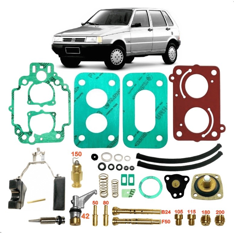 Kit Reparo Carburador Com Gicle Weber495 Tlde Tldf Uno 1.0 Mille Eletronic Após 93/...