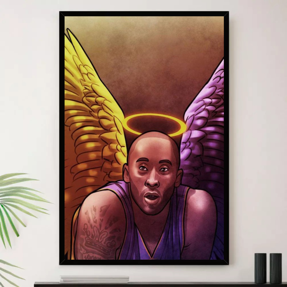Quadro Kobe Bryant Anjo Basquete Deus Decorativo A4 23x33cm