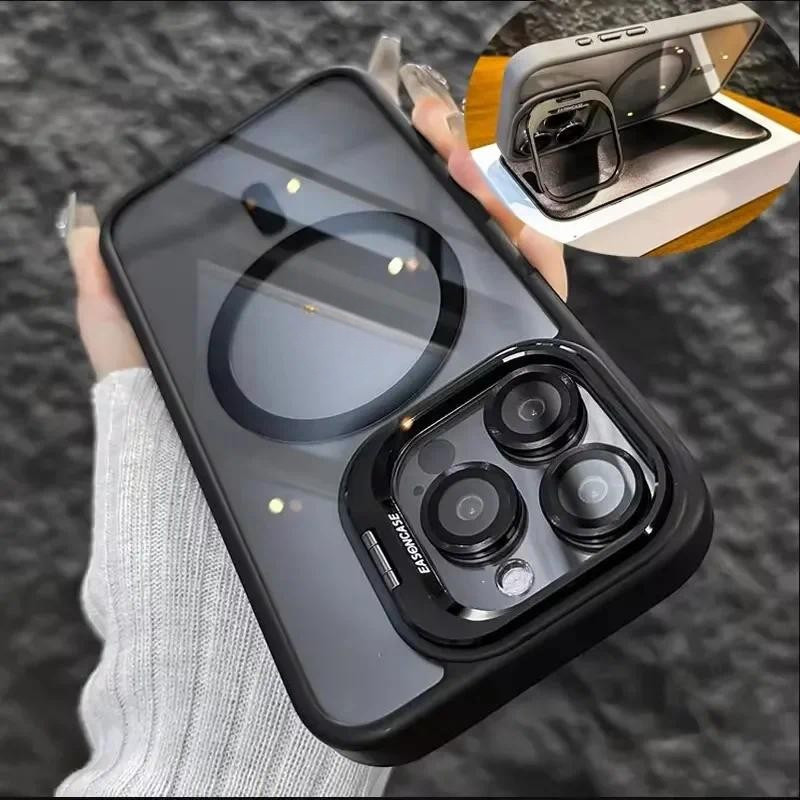 Luxo À Prova De Choque Caso Telefone Para iPhone 11 12 13 14 15 16 Pro Max Plus Lente Vidro Magnético Suporte Proteção C em Oferta na Shopee