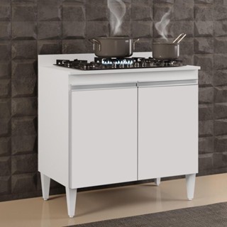 Balcão para Cooktop 80cm 2 Portas Flórida Branco - Lumil em Oferta na Shopee