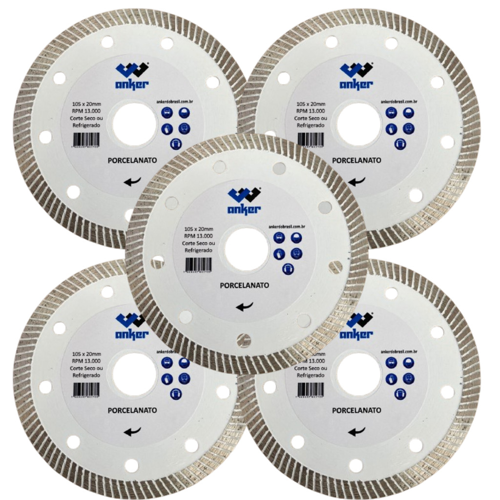 Kit 5 Disco Diamantado Turbo 110mm Ultra Fino para Vidros em Oferta na Shopee