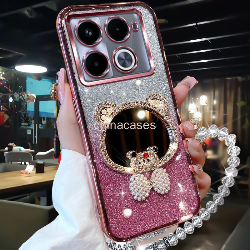 Infinix Note 40 4G Note 40 Pro POP 5 6 PRO Spark Go 2020 2022 8C Spark 6G Gravata de urso transparente Galvanoplastia Ca