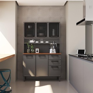 Cozinha Compacta Aço 6 Portas 3 Vidros 2 Gavetas Bertolini em Oferta na Shopee