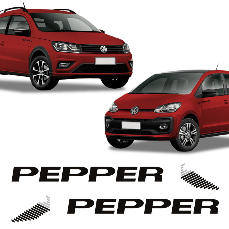 Emblema Pepper Saveiro Up Vermelho 2018/2020 Adesivo Lateral